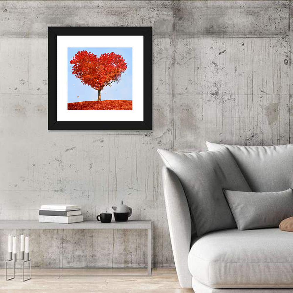 Heart Shaped Tree Wall Art in a room, square