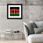 Kenyan Flag with Shield Emblem Wall Art