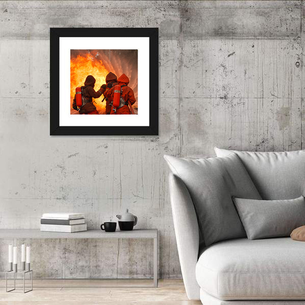 Three Firefighters Training Drill Wall Art
