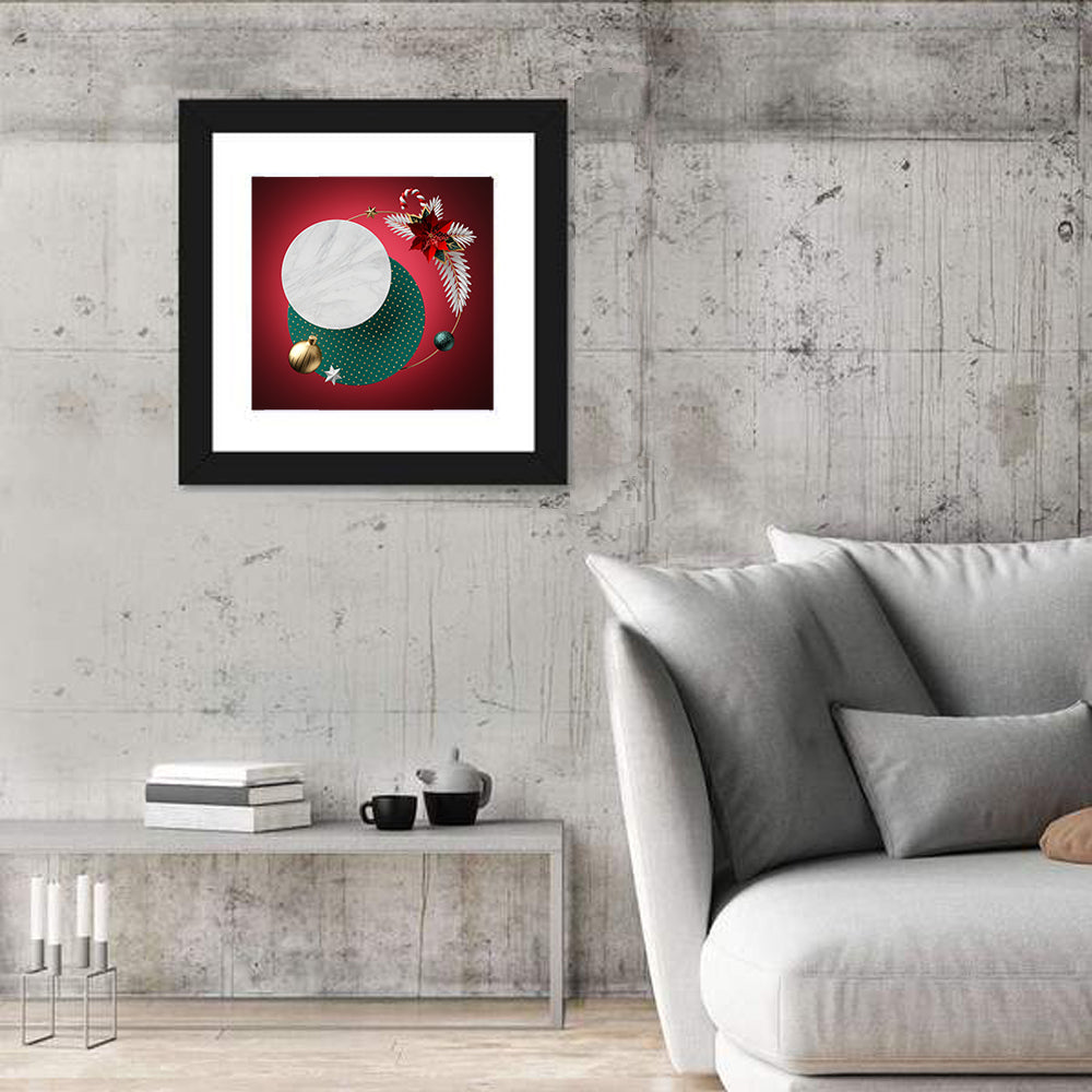 3d Christmas Abstract Wall Art in a room, square