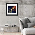 Earth and Flying Asteroids Wall Art