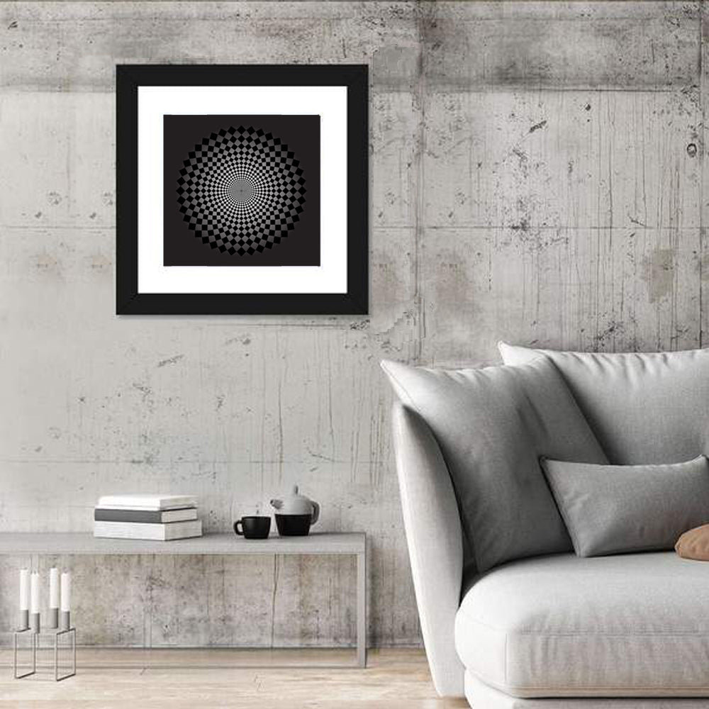 Monochrome Checkerboard Spiral Wall Art