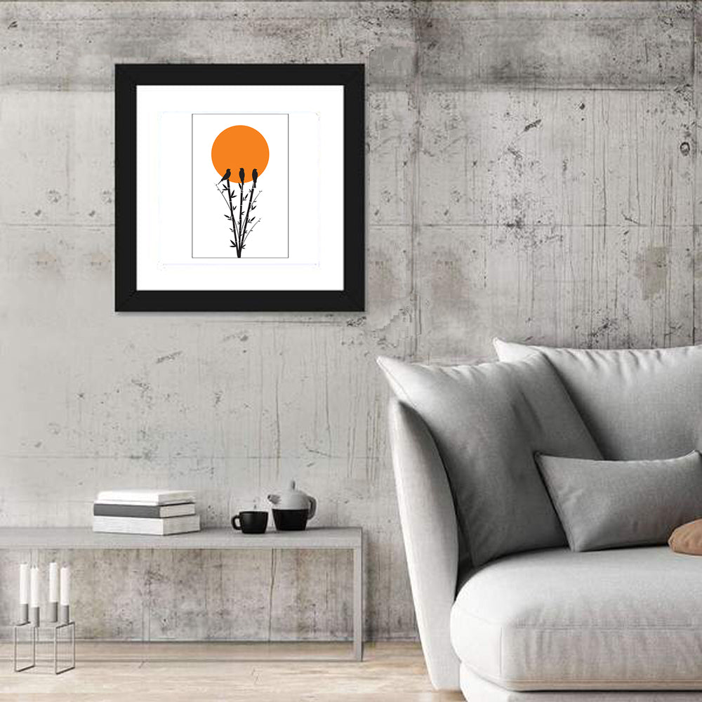 Bamboo and Birds Silhouette Wall Art