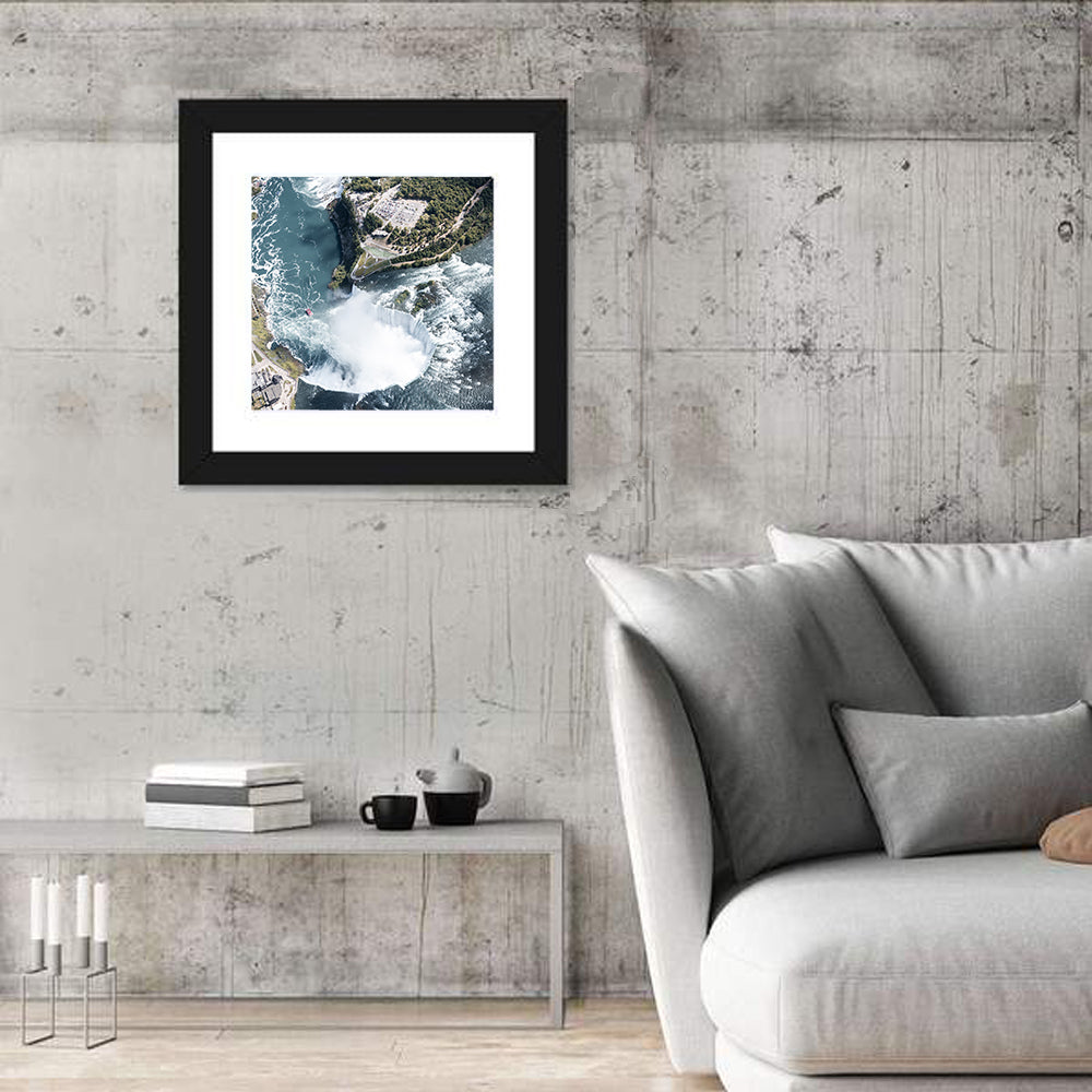 Horseshoe Falls Aerial View, Niagara Wall Art in a room, square