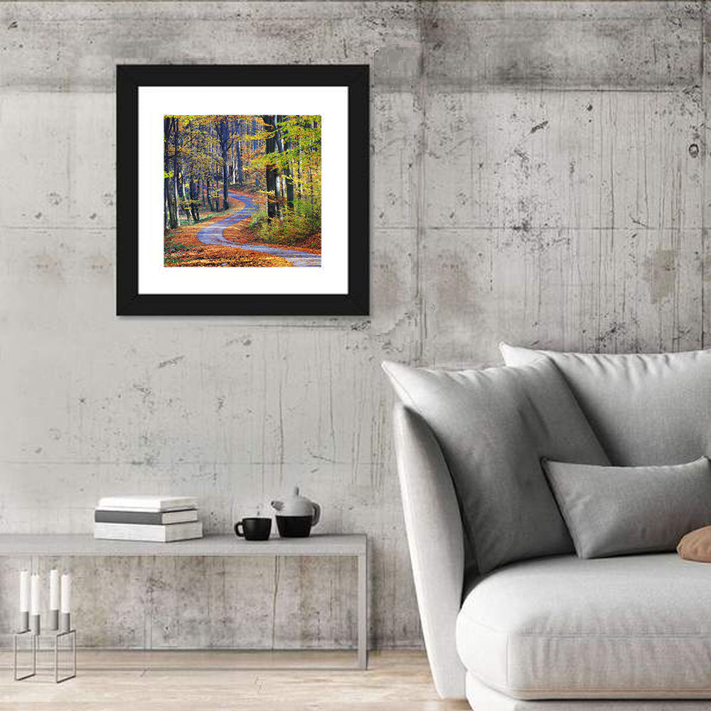 Winding Autumn Forest Path Wall Art