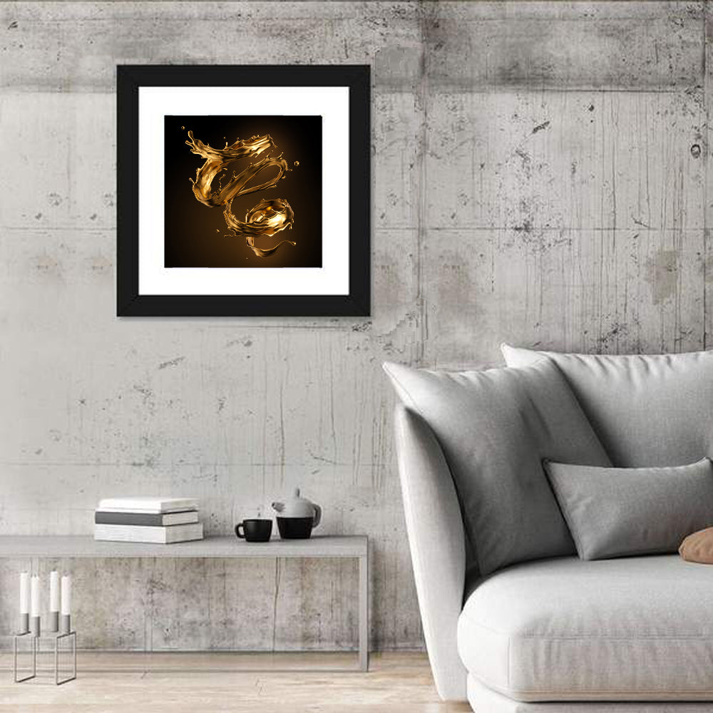 Liquid Spiral Gold Splash Wall Art