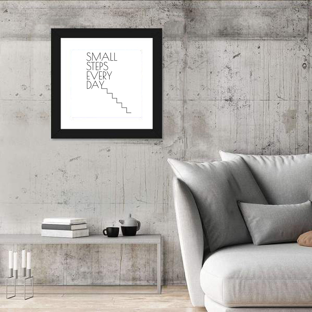 Small Steps Every Day Quote Wall Art in a room, square