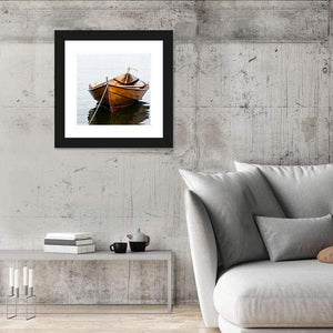 Wooden Row Boat On Water Wall Art