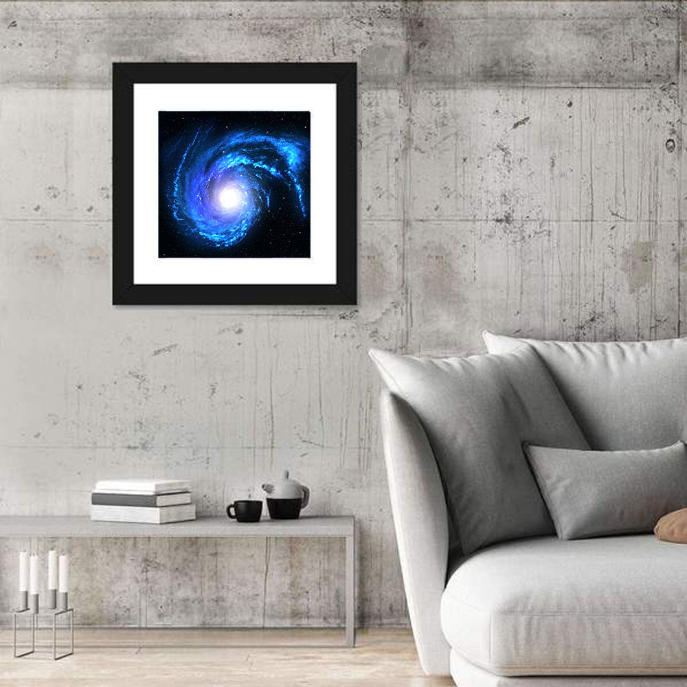 Glowing Blue Spiral Galaxy Wall Art