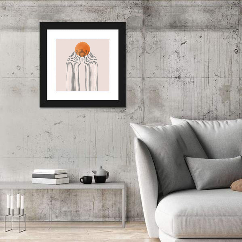 Layered Arch Sun Abstract Wall Art in a room, square