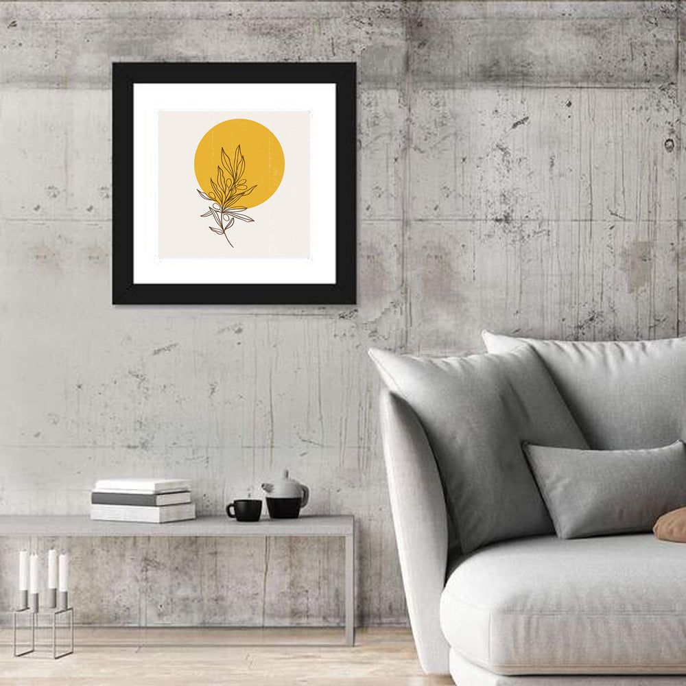 Olive Branch Sun Line Wall Art in a room, square