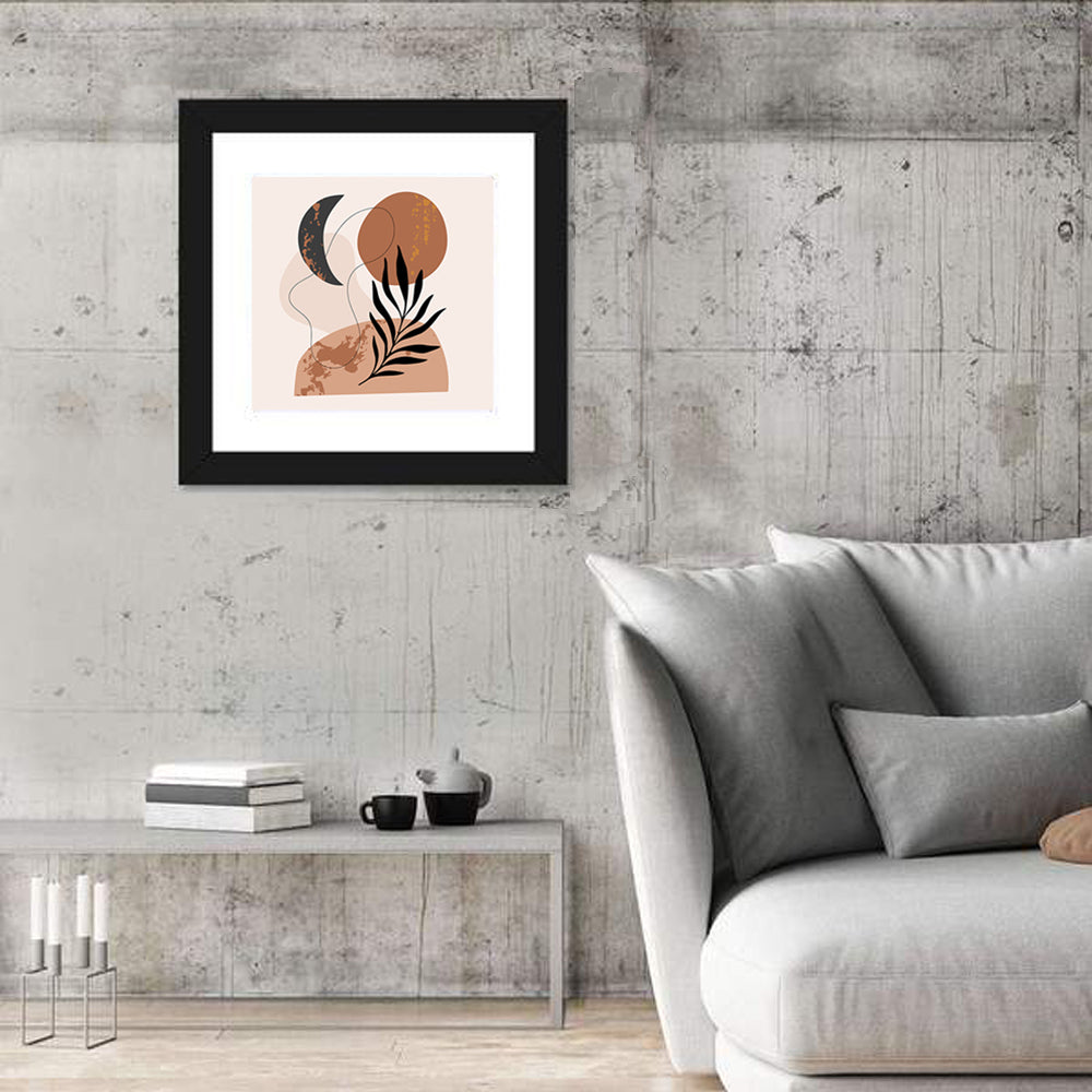 Crescent Moon Botanical Minimalist Wall Art in a room, square