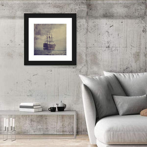 Old Pirate Ship In The Sea Wall Art