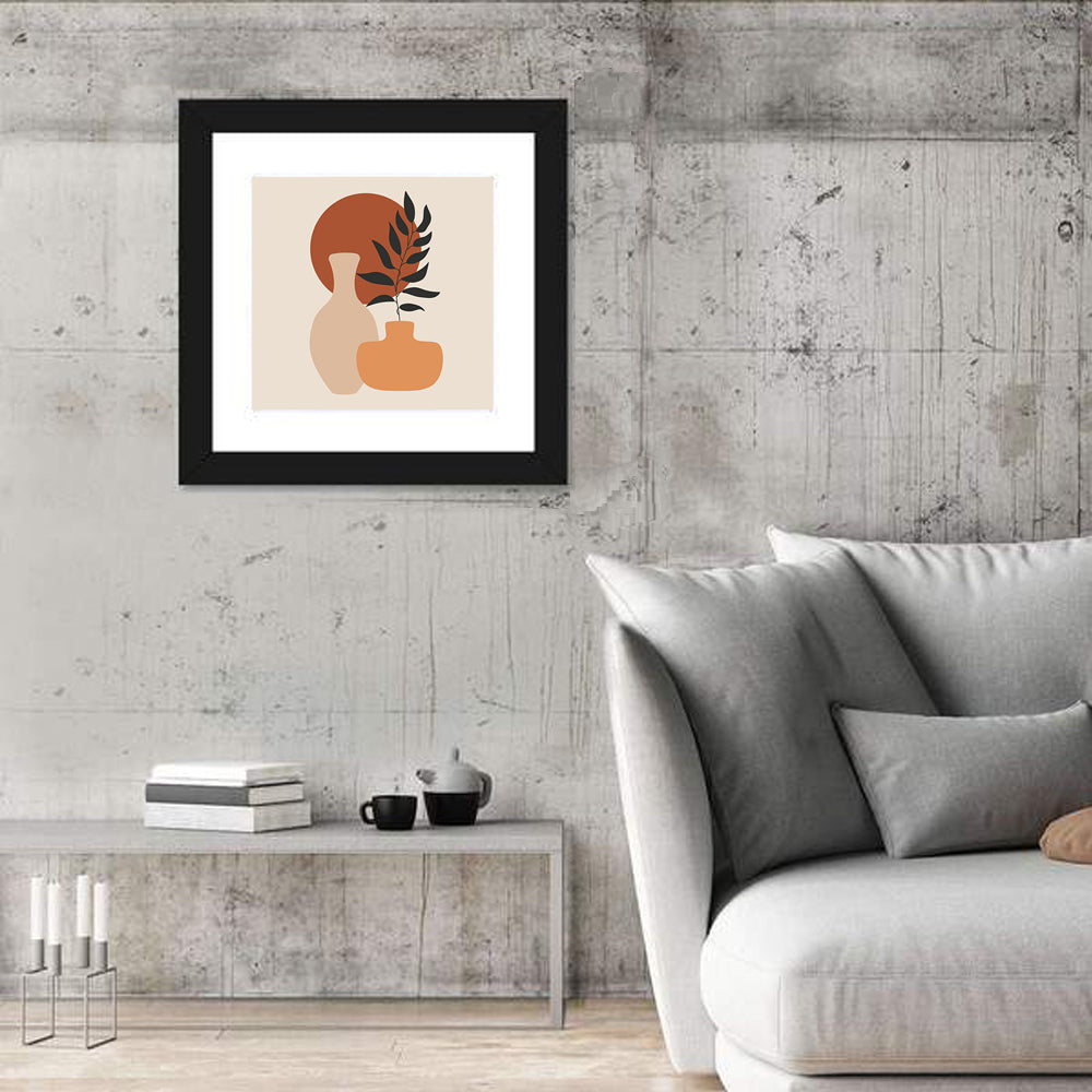 Abstract Botanical Vases Wall Art in a room, square