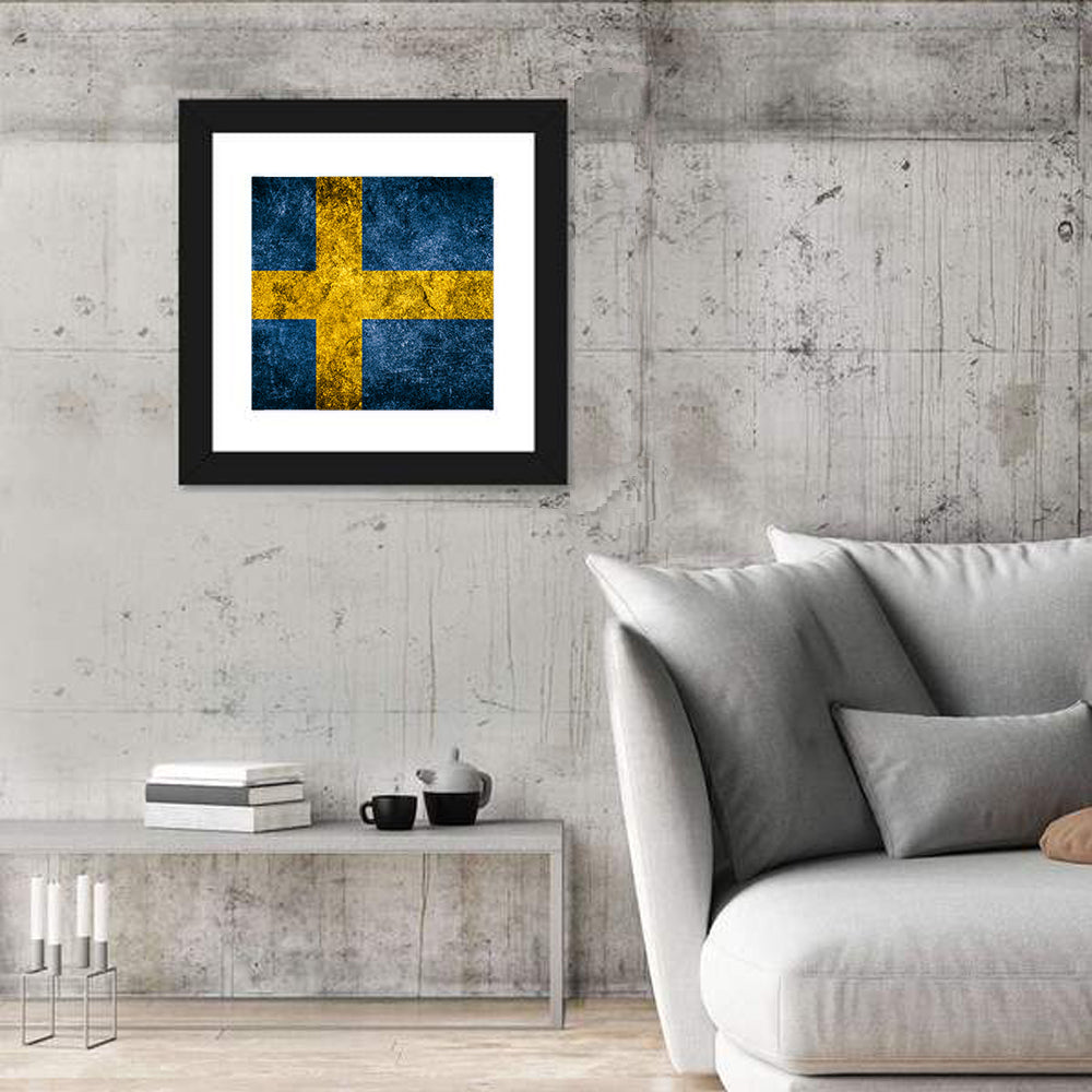 Grunge Sweden Flag Wall Art