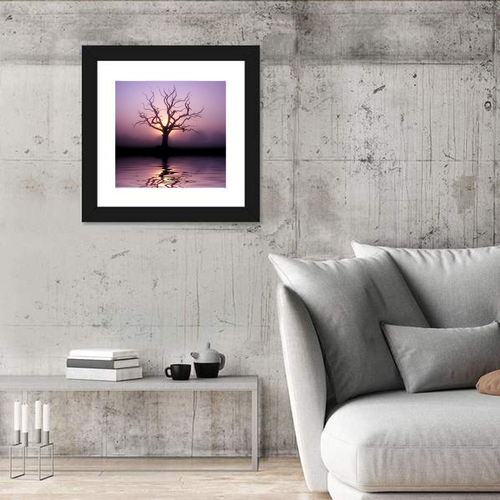 Bare Tree at Dawn Wall Art in a room, square