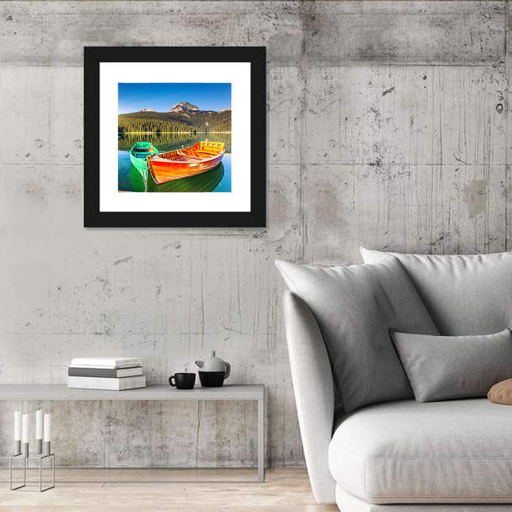 Boats at Black Lake Montenegro Wall Art