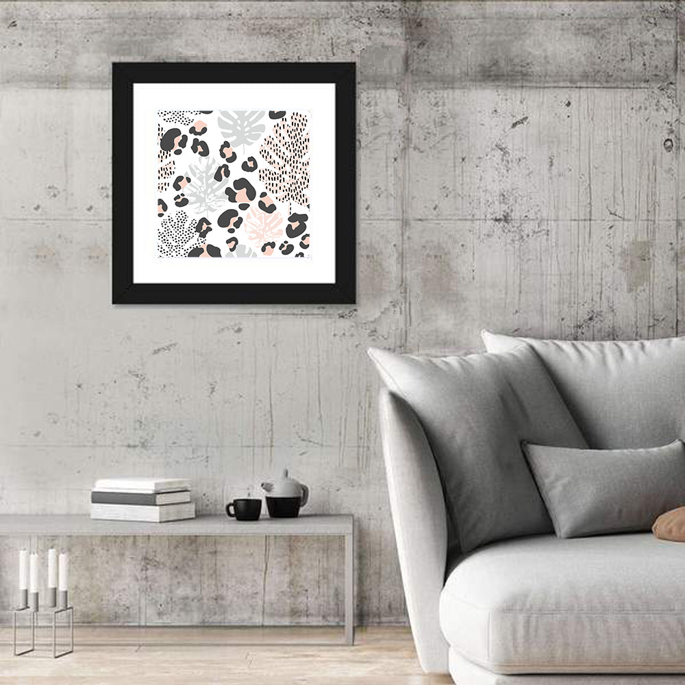Tropical Leaves Pattern Wall Art in a room, square