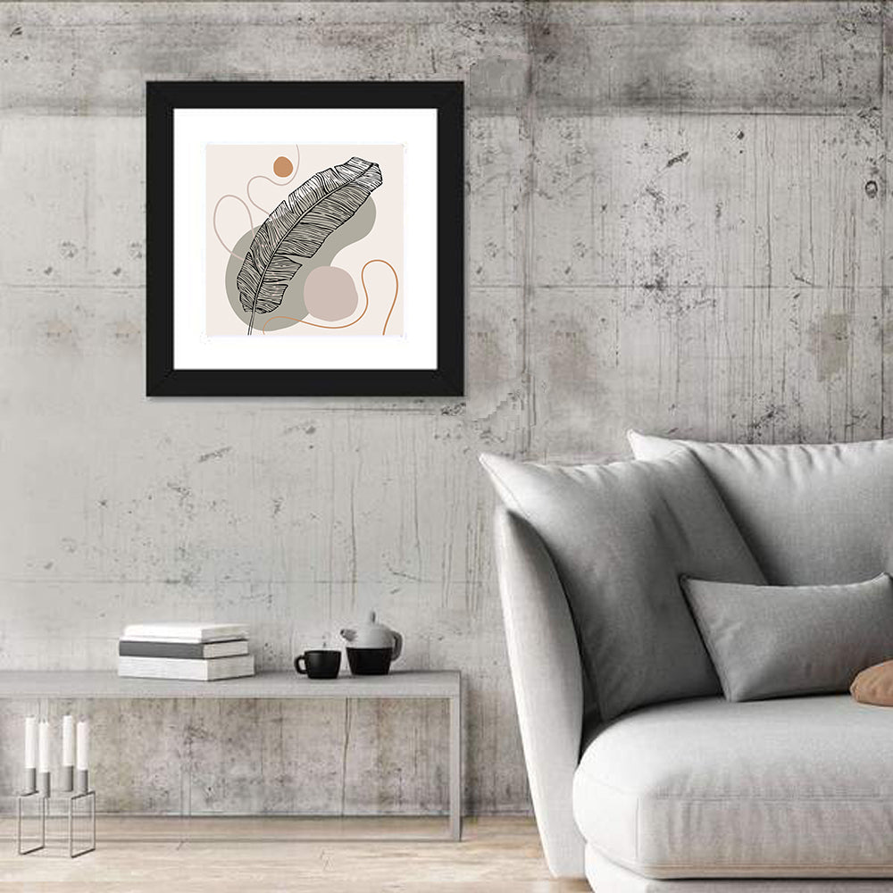 Minimalist Leaf Illustration Wall Art in a room, square