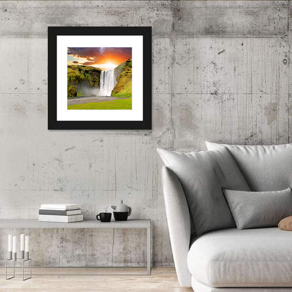 Skógafoss at Sunset, Iceland Wall Art