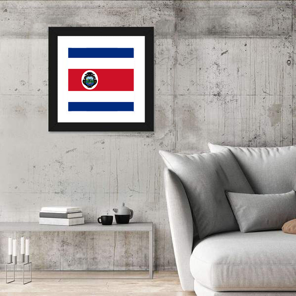 Costa Rica Flag with Coat of Arms Wall Art