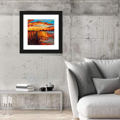 Sunset Over Lake Wall Art
