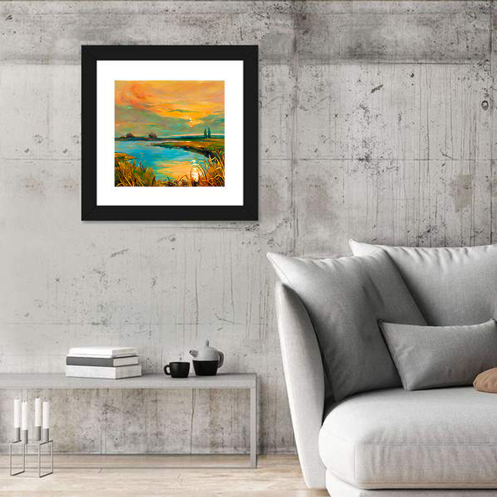 Golden Lake Sunset Wall Art
