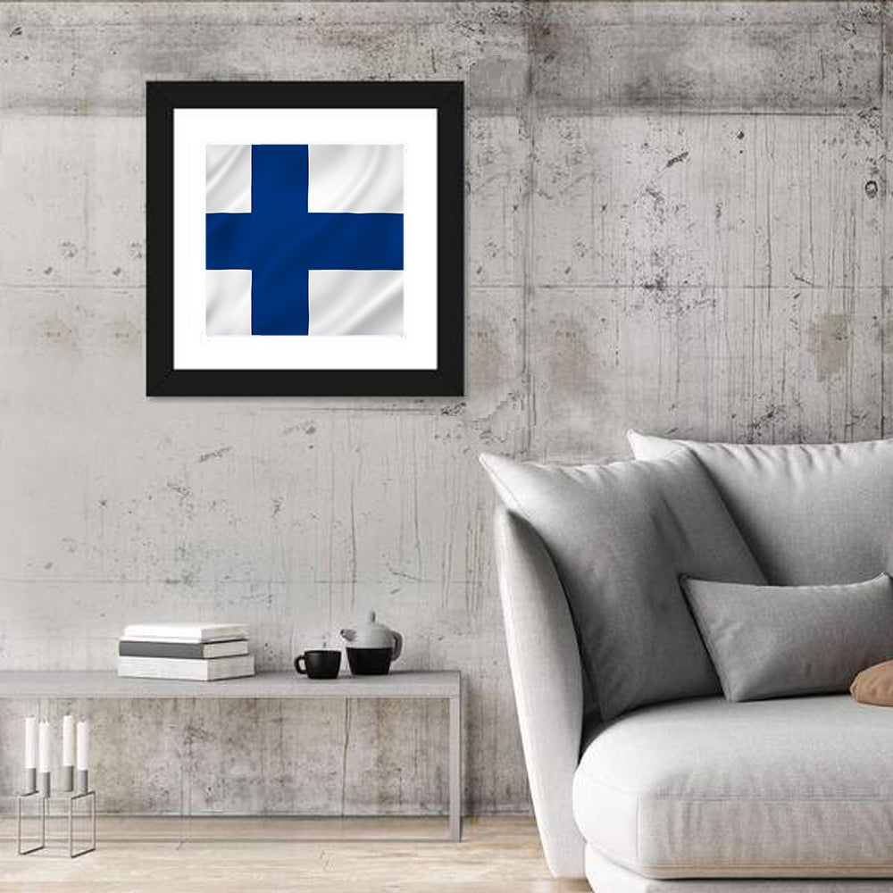 Finnish Flag with Rippling Texture Wall Art