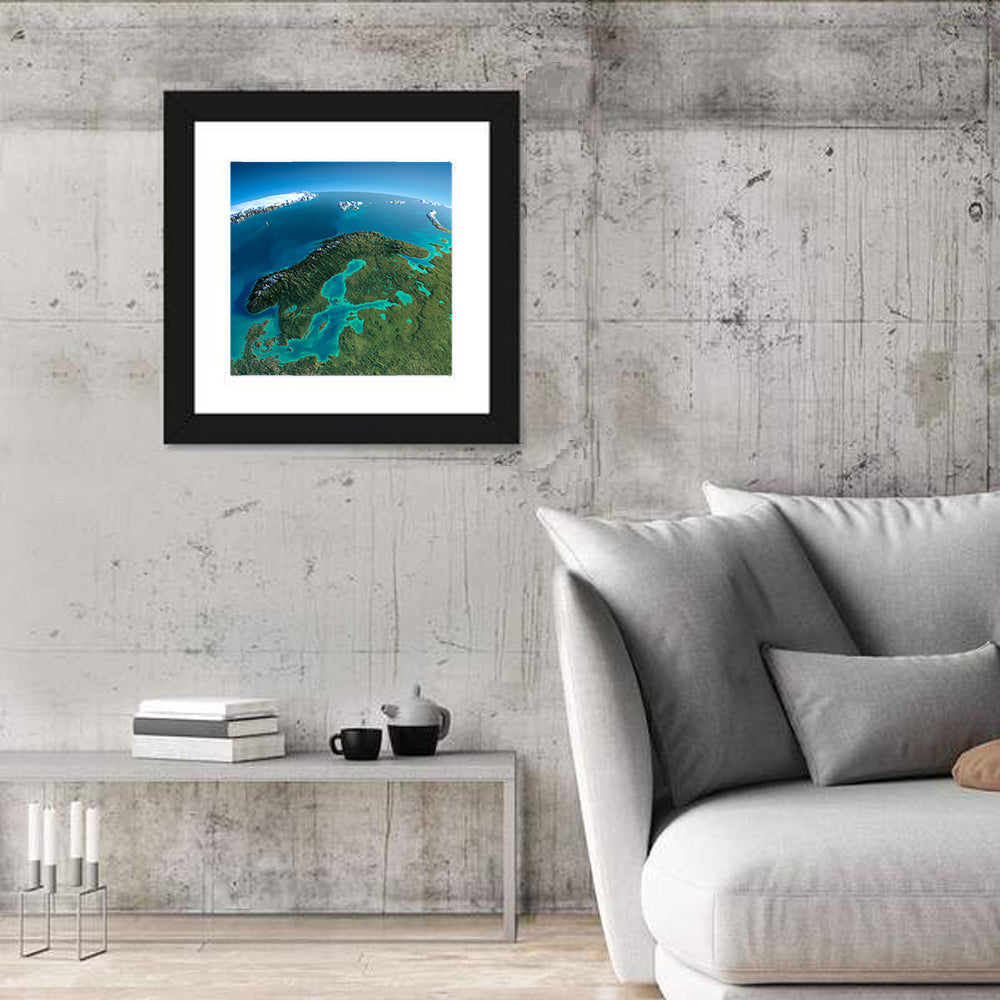 Scandinavia from Space Wall Art in a room, square