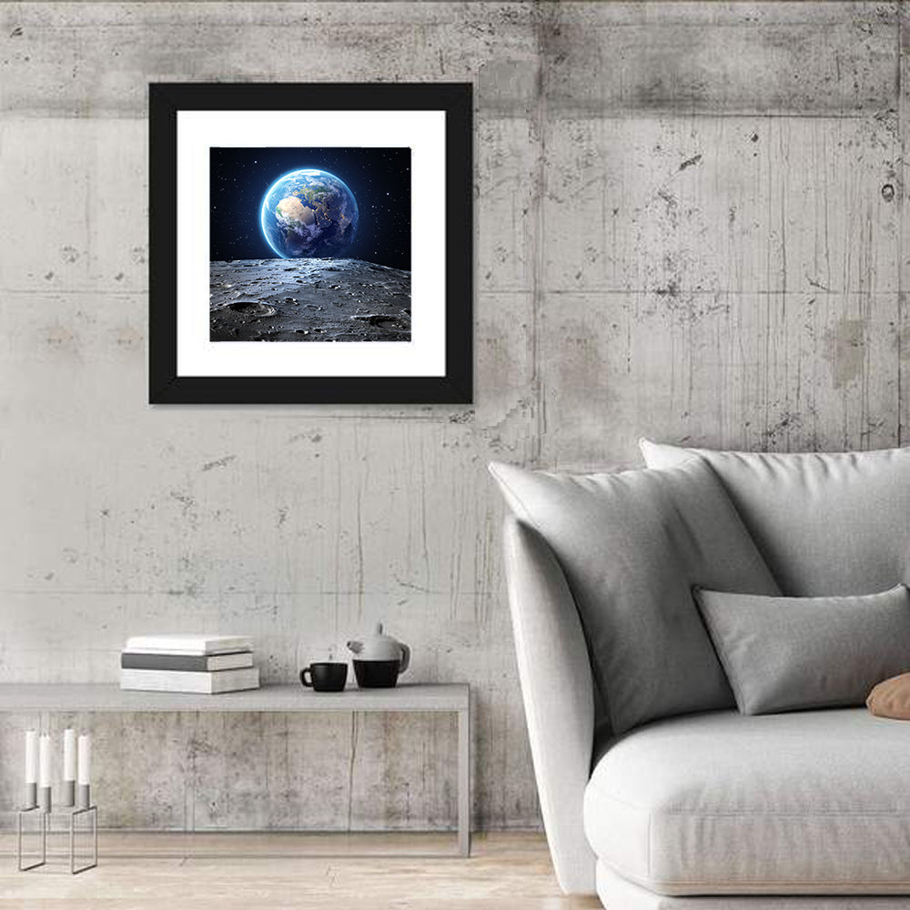 Blue Earth From Moon Wall Art