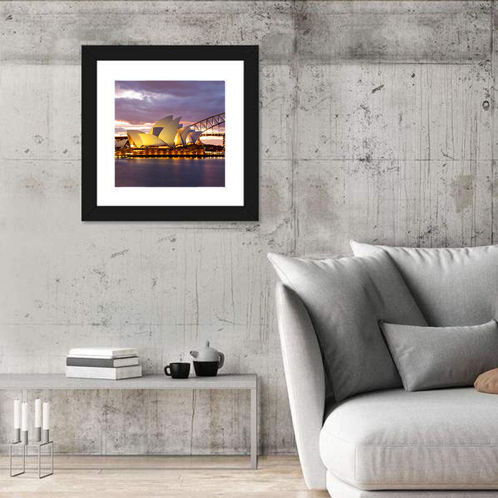 Sydney Opera House at Dusk with Harbour Bridge Wall Art