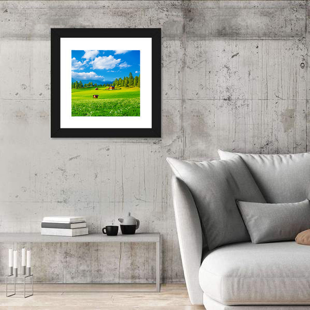 Alpine Valley Meadow, Austria Wall Art in a room, square