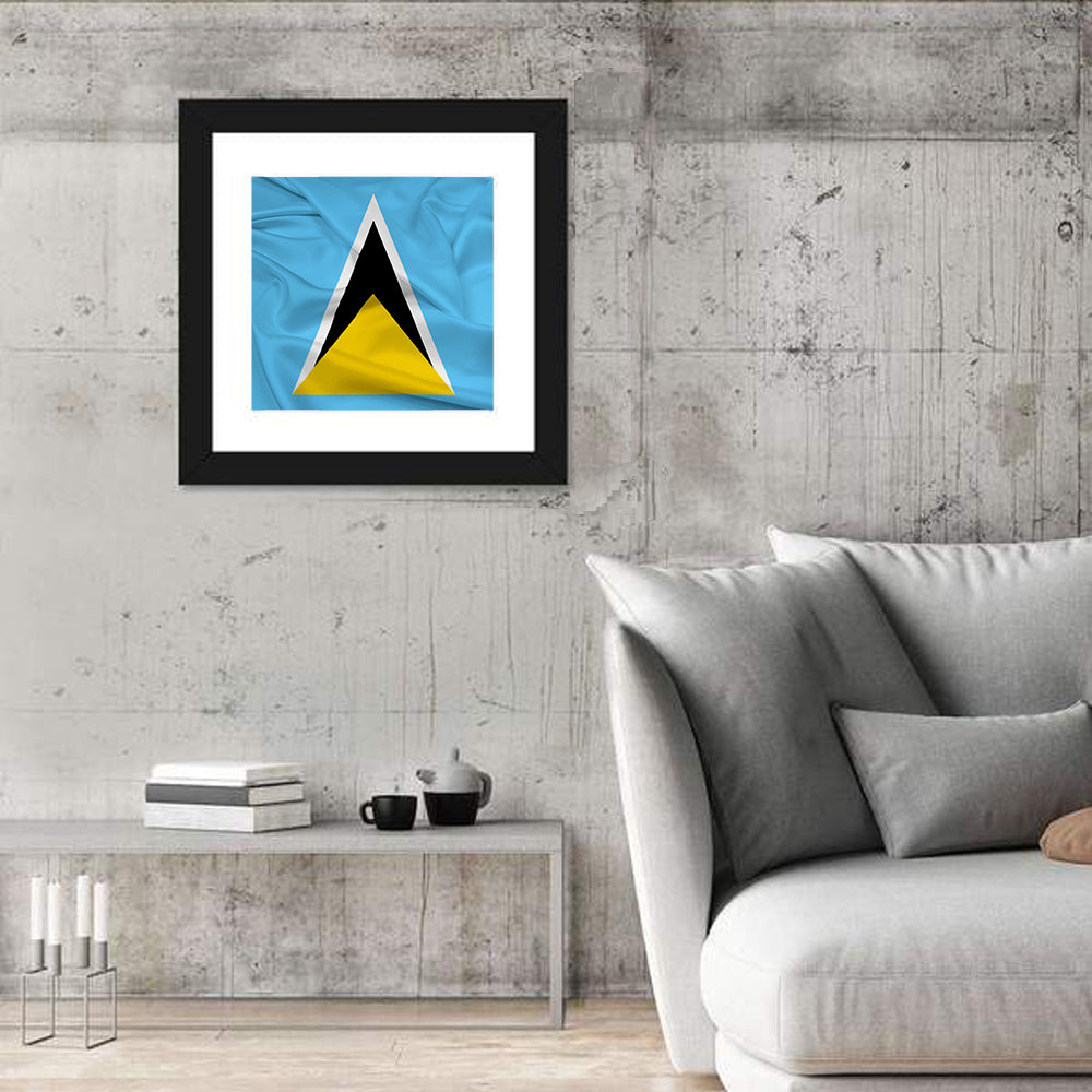 Saint Lucia Flag Geometric Design Wall Art
