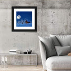 Moonlit Winter Cabin in Forest Wall Art