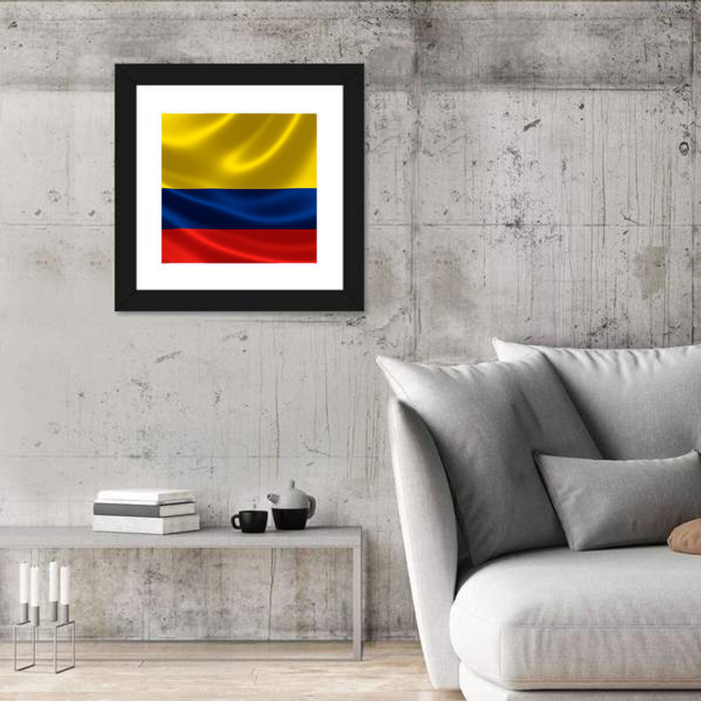 Colombian Flag with Rippling Texture Wall Art