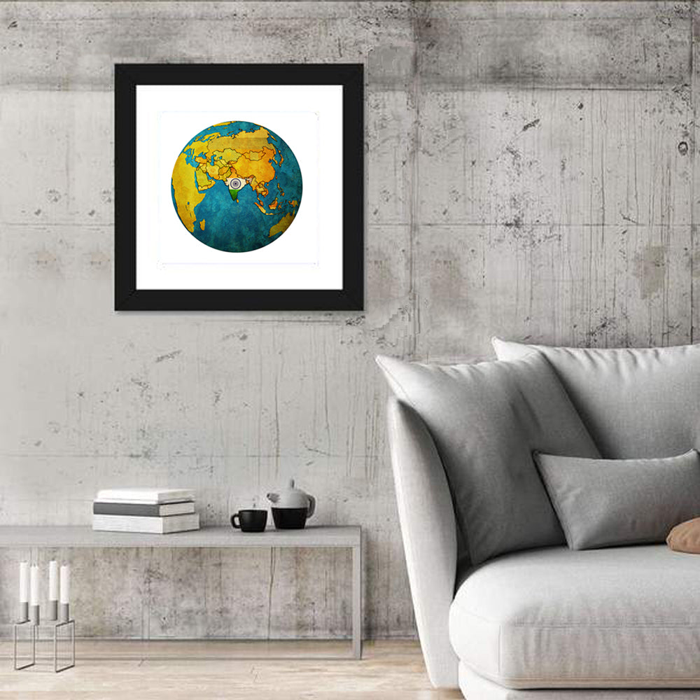 India on Globe Wall Art