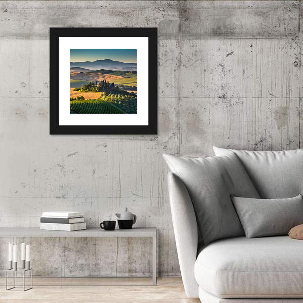 Tuscany Hilltop Villa Wall Art in a room, square