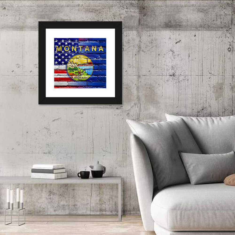 United States and Montana Flag Wall Art
