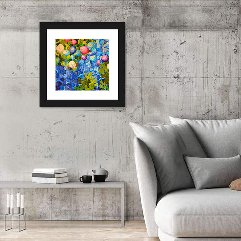 Colorful Quilted Circle Pattern Wall Art