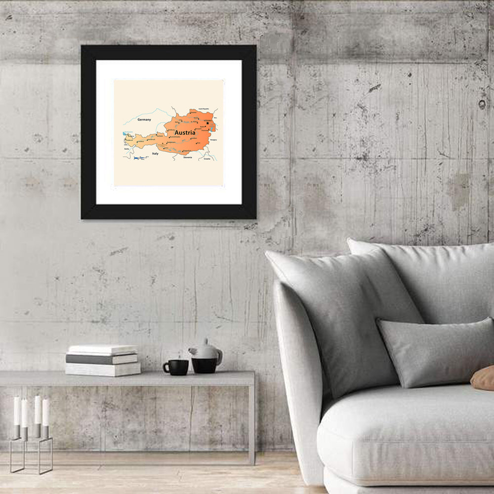 Austria Topographic Map Wall Art