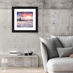 Sunrise Over Snowy Mountain Village Wall Art