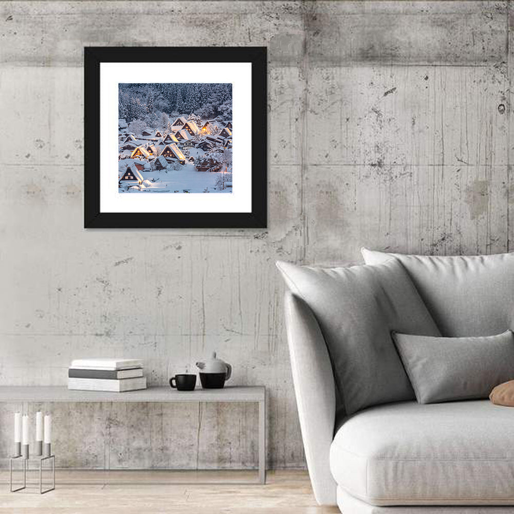 Shirakawa-go Lighted Village Wall Art
