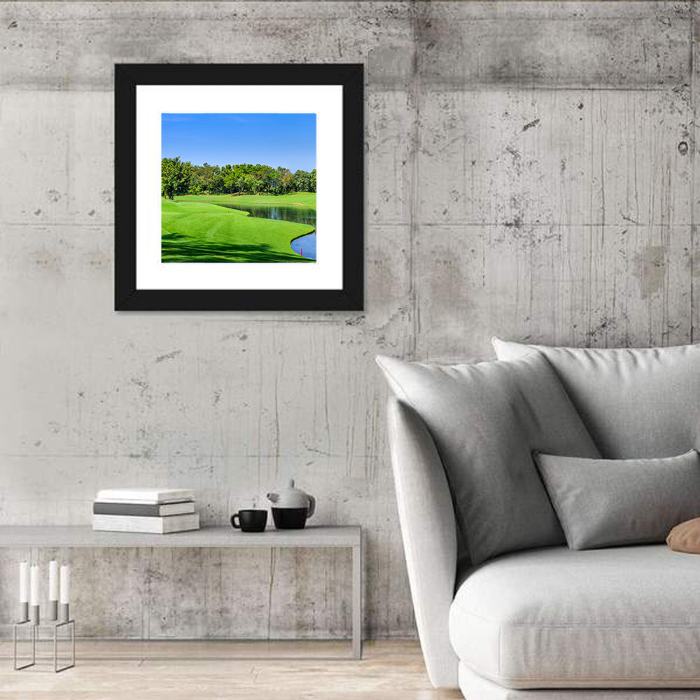 Green Golf Course Thailand Wall Art in a room, square