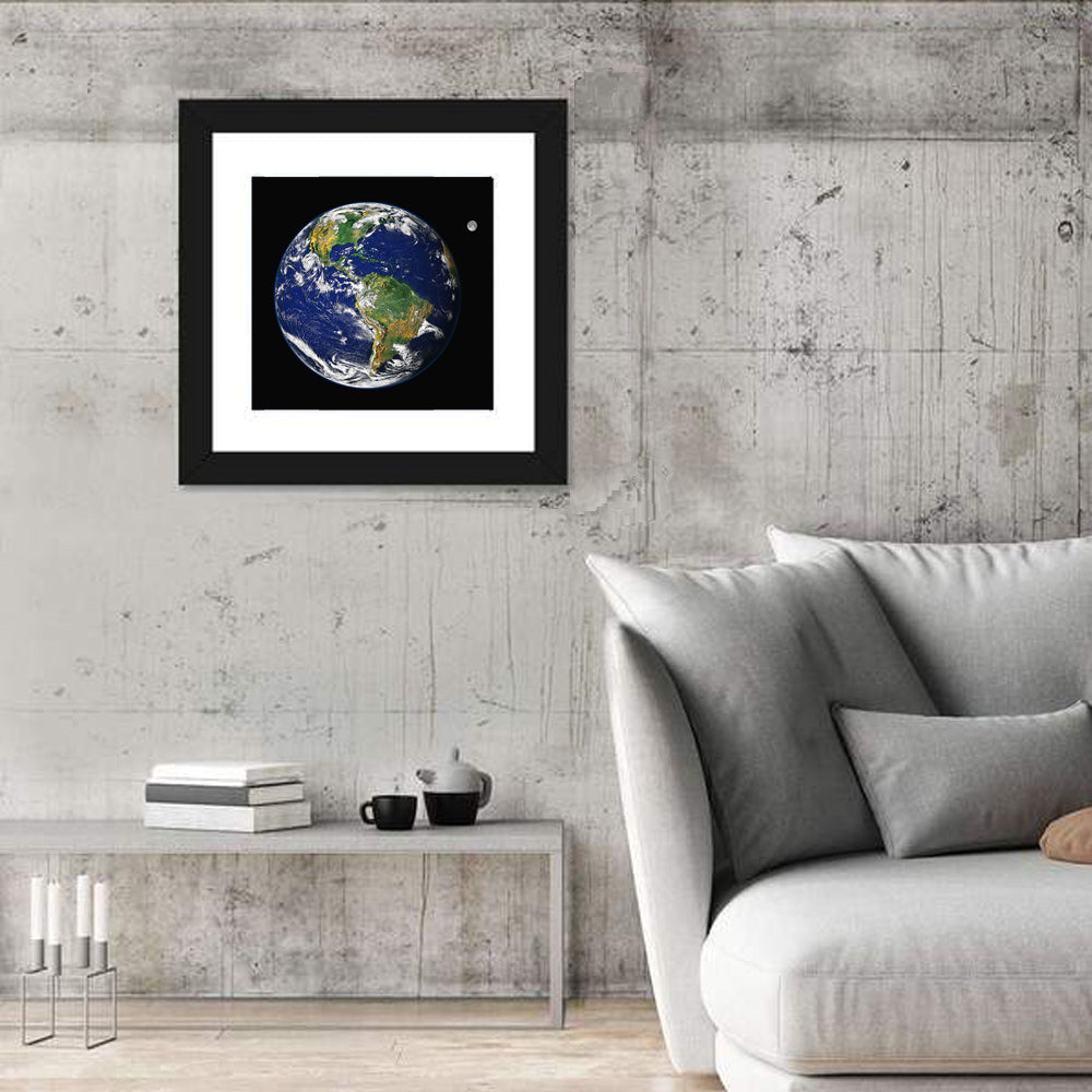 America from Space with Moon Wall Art