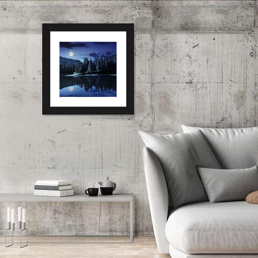 Moonlit Pine Lake Wall Art