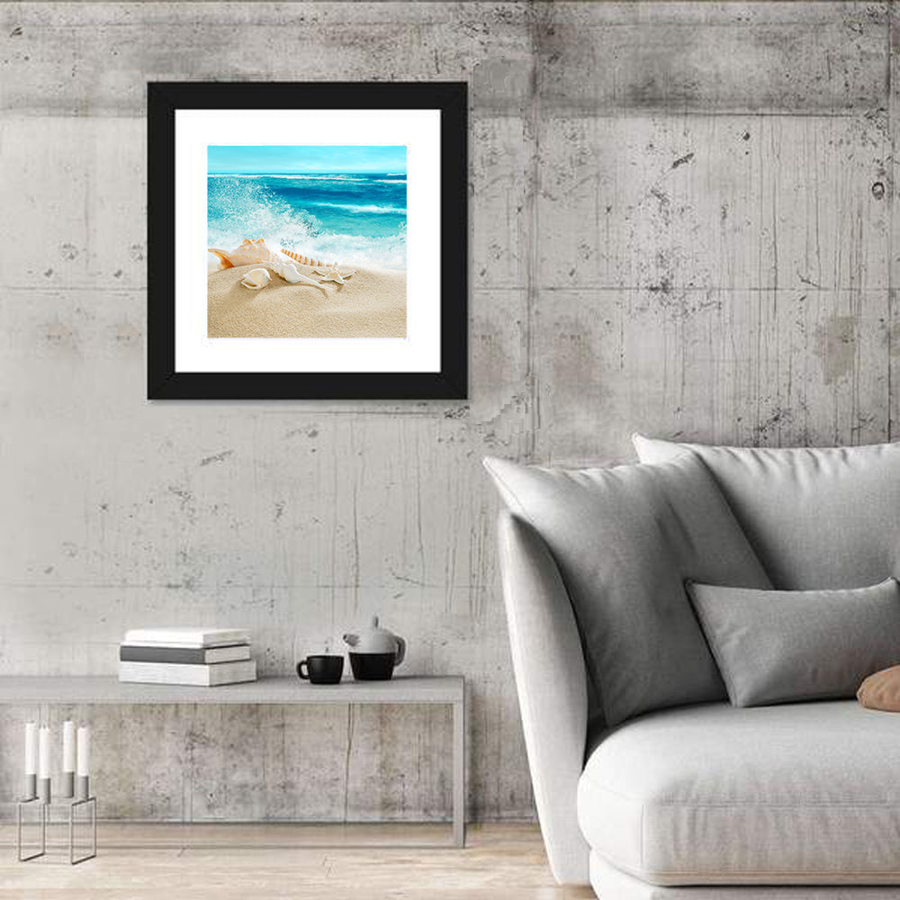 Tropical Beach & Splashing Waves Wall Art