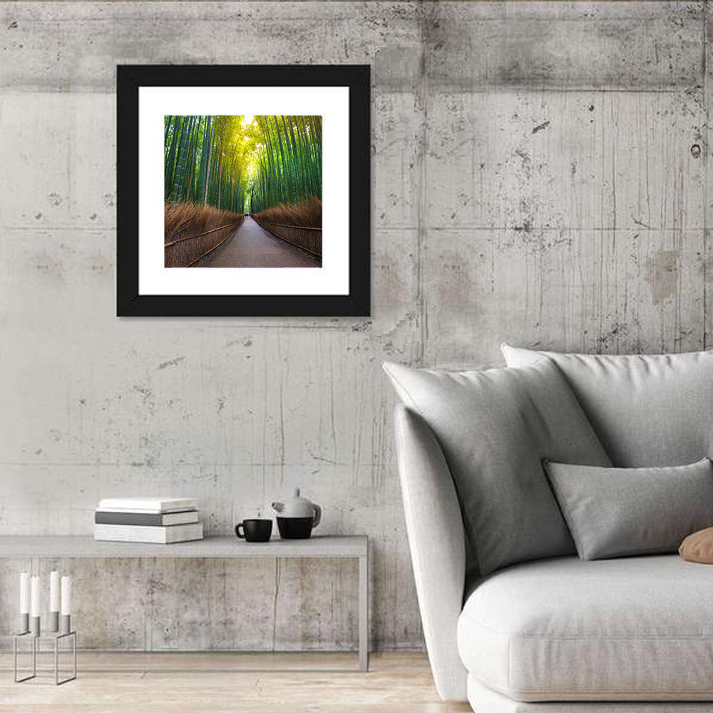 Kyoto Bamboo Forest Wall Art in a room, square