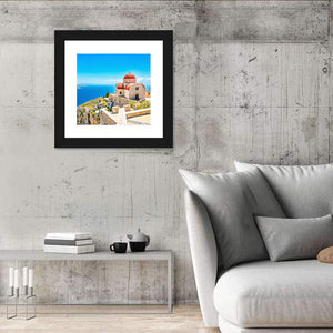 Greece Church On Cliff Of Sea Wall Art