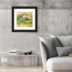 Hilltop House in Garden Illustration Wall Art
