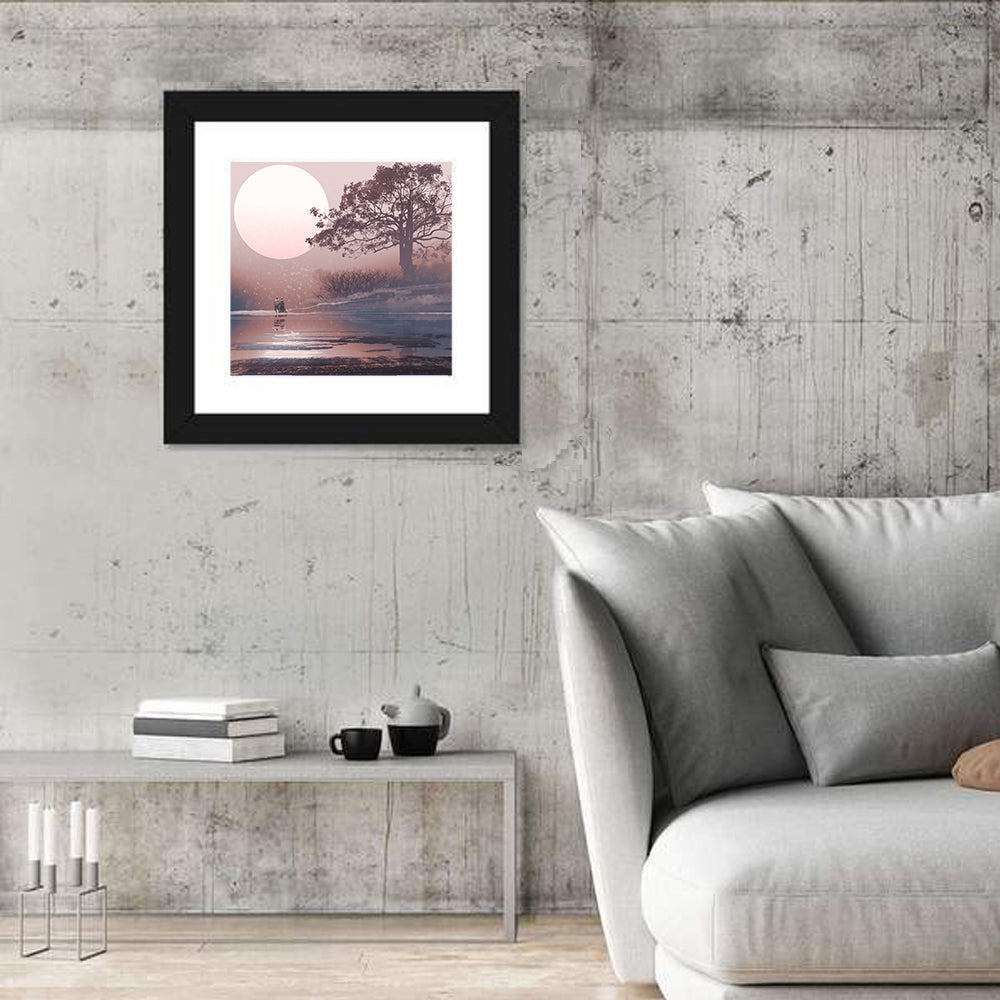 Couple Under Moon Wall Art